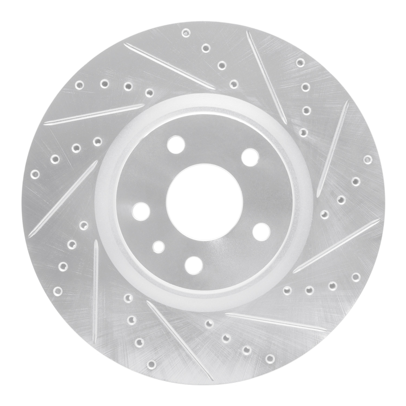 Ford Fusion Brake Rotor (1) - Front Right - R1 Concepts - Drilled & Slotted - Silver - `13-`20